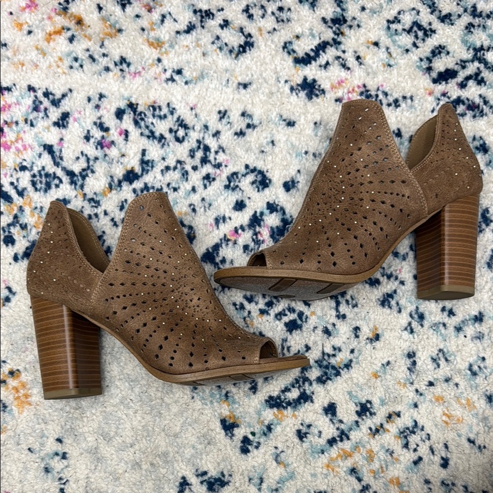 Fergalicious Peep-Toe Block Heel Ankle Bootie